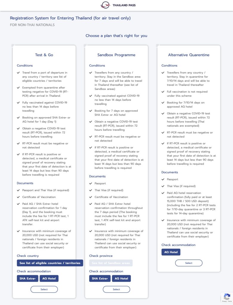 Thailand Pass Registration System Page 1